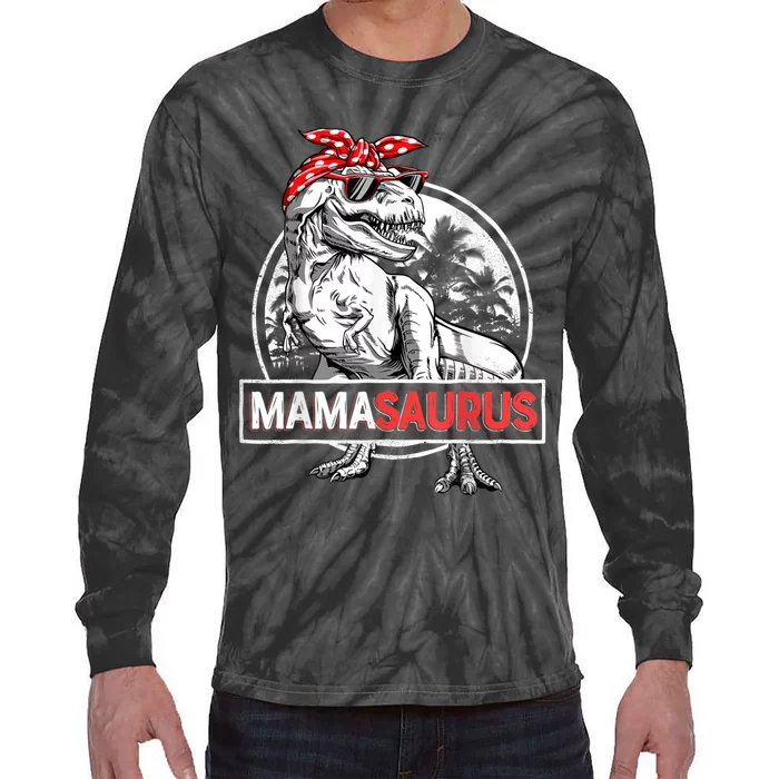 Mamasaurus T Rex Dinosaur Funny Mama Saurus Mother's Family Tie-Dye Long Sleeve Shirt