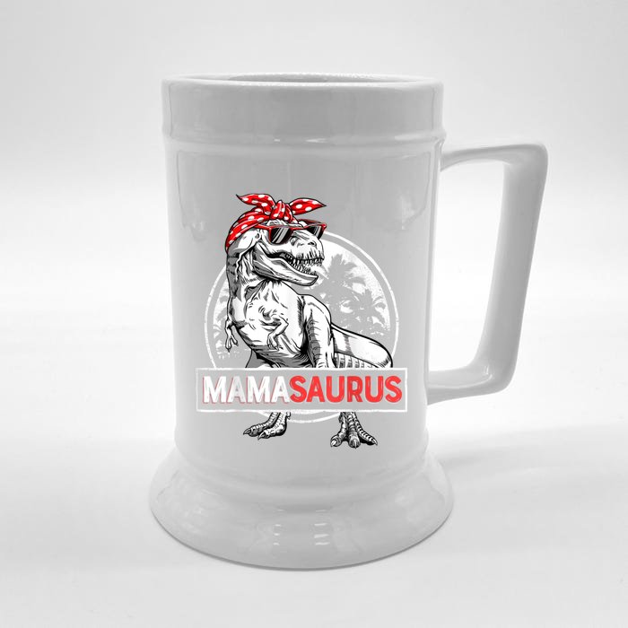 Mamasaurus T Rex Dinosaur Funny Mama Saurus Mother's Family Front & Back Beer Stein