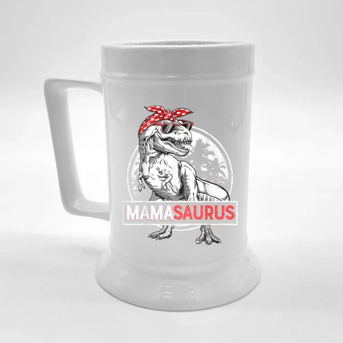 Mamasaurus T Rex Dinosaur Funny Mama Saurus Mother's Family Front & Back Beer Stein