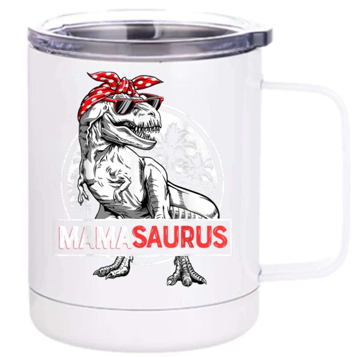 Mamasaurus T Rex Dinosaur Funny Mama Saurus Mother's Family Front & Back 12oz Stainless Steel Tumbler Cup