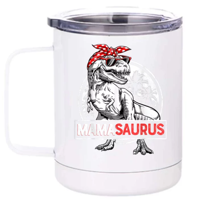 Mamasaurus T Rex Dinosaur Funny Mama Saurus Mother's Family Front & Back 12oz Stainless Steel Tumbler Cup