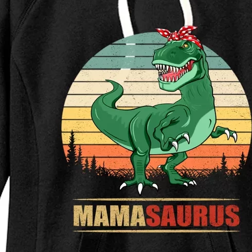 Mamasaurus T Rex Dinosaur Funny Mama Saurus Family Matching Funny Gift Women's Fleece Hoodie