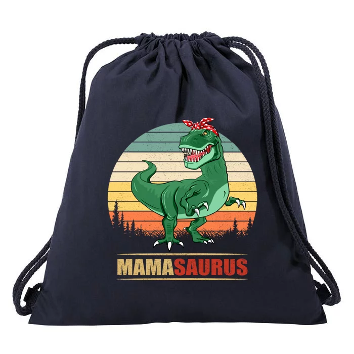 Mamasaurus T Rex Dinosaur Funny Mama Saurus Family Matching Funny Gift Drawstring Bag