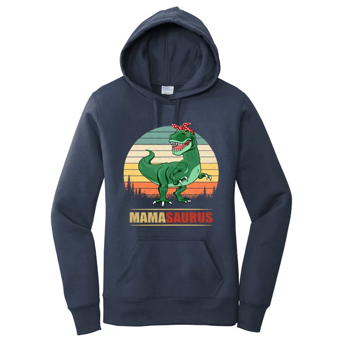 Mamasaurus T Rex Dinosaur Funny Mama Saurus Family Matching Funny Gift Women's Pullover Hoodie