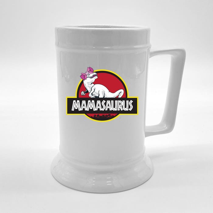 Mamasaurus T Rex Dinosaur Funny Mama Saurus Gift Front & Back Beer Stein