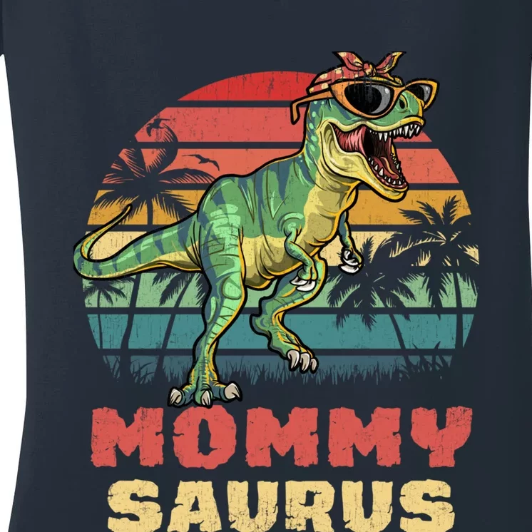 Mommysaurus T Rex Dinosaur Mamasaurus Wo Mommy Saurus Women's V-Neck T-Shirt