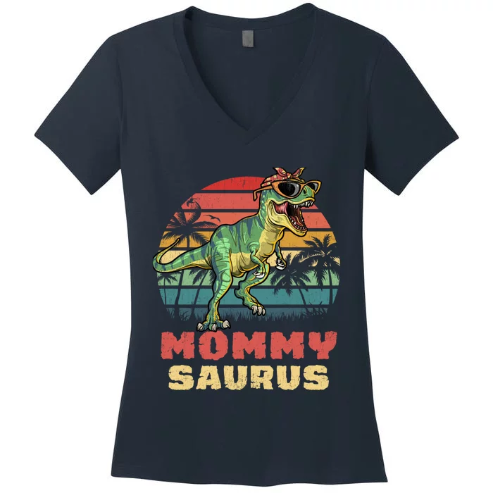 Mommysaurus T Rex Dinosaur Mamasaurus Wo Mommy Saurus Women's V-Neck T-Shirt