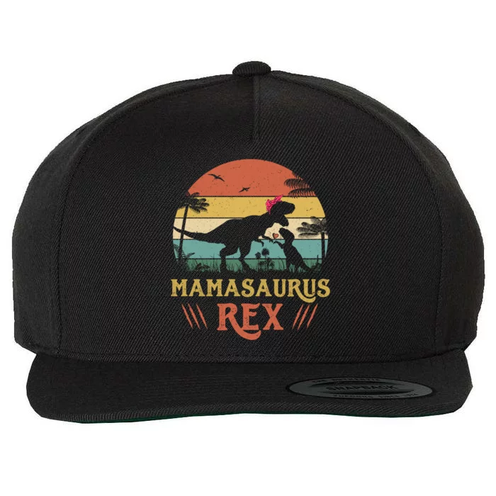 Mamasaurus T Rex Dinosaur Lover MotherS Day Gift Vintage Gift Wool Snapback Cap