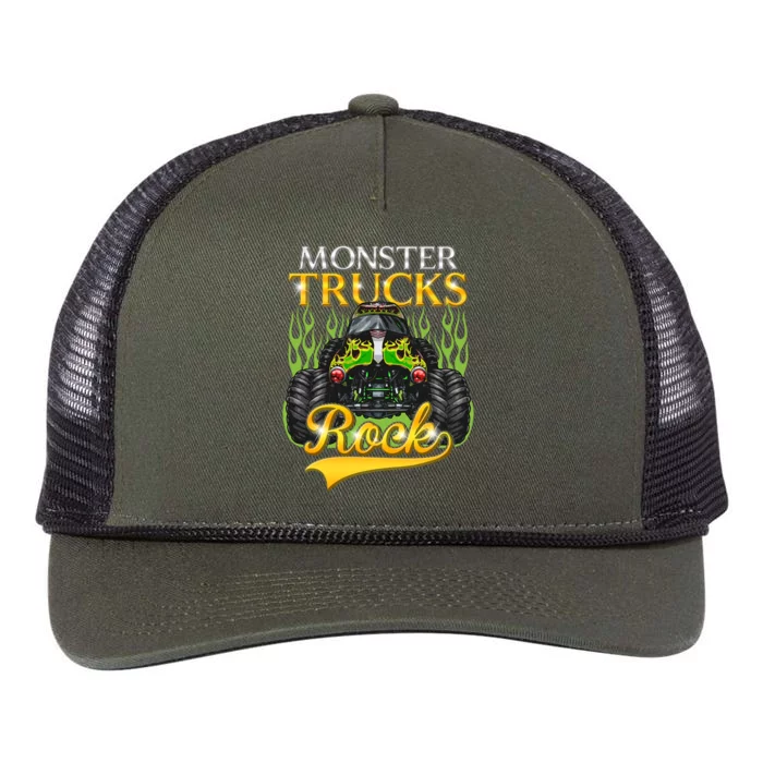 Monster Trucks Rock Halloween Trucker Cool Truck Driver Gift Retro Rope Trucker Hat Cap