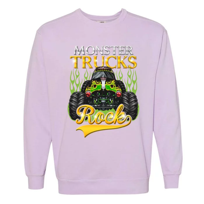 Monster Trucks Rock Halloween Trucker Cool Truck Driver Gift Garment-Dyed Sweatshirt