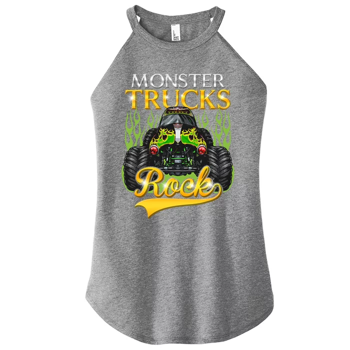 Monster Trucks Rock Halloween Trucker Cool Truck Driver Gift Women’s Perfect Tri Rocker Tank