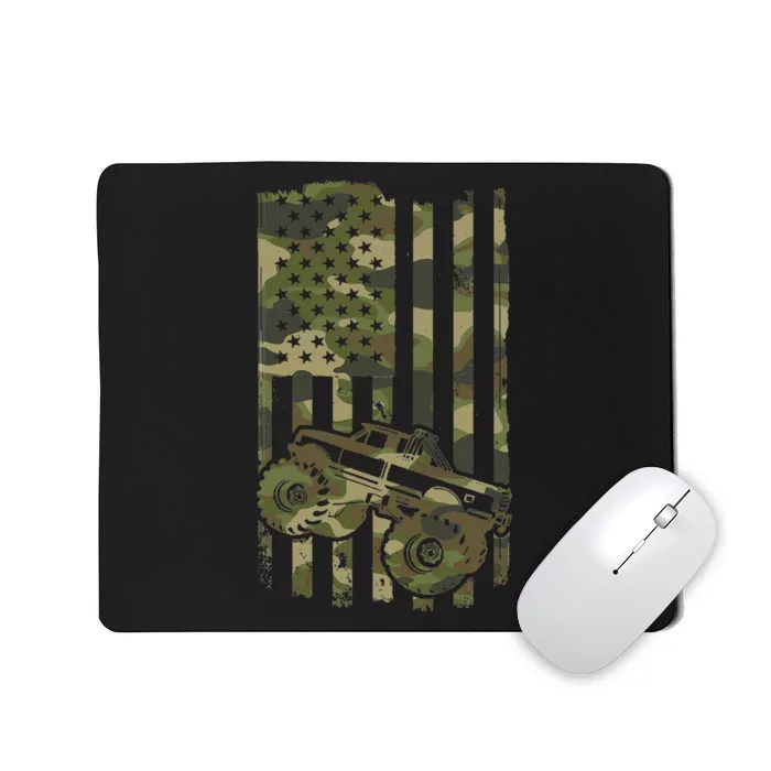 Monster Trucker Retro Monster Truck Usa Flag 4th July Mousepad