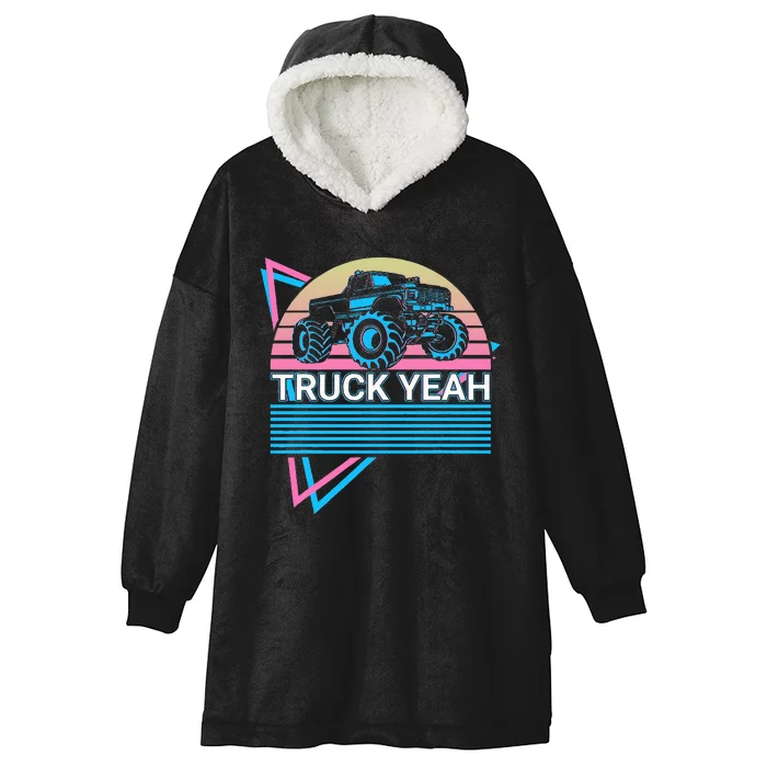 Monster Truck Retro Truck Yeah Hooded Wearable Blanket