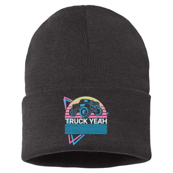 Monster Truck Retro Truck Yeah Sustainable Knit Beanie