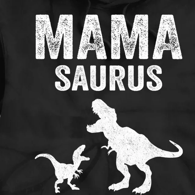 Mamasaurus T Rex Dinosaur Funny Mama Saurus Family Matching Long Sleeve Tie Dye Hoodie