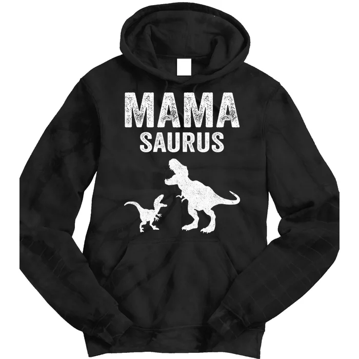 Mamasaurus T Rex Dinosaur Funny Mama Saurus Family Matching Long Sleeve Tie Dye Hoodie