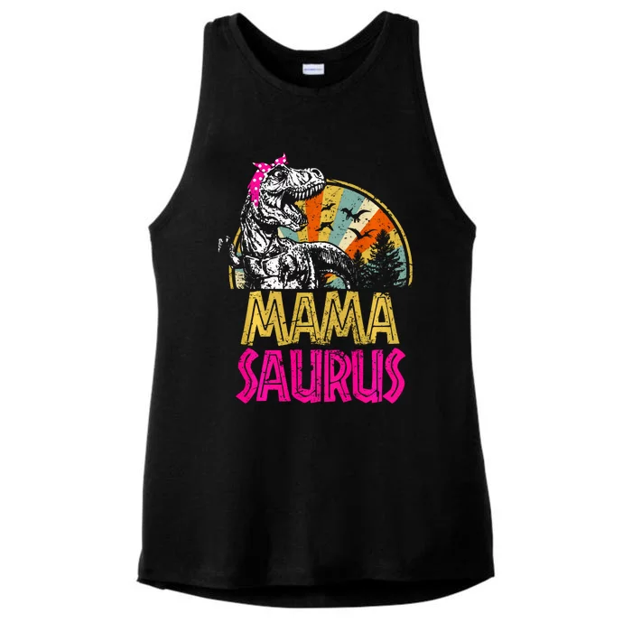 Mamasaurus T Rex Dinosaur Funny Mama Saurus Family Matching Long Sleeve Ladies Tri-Blend Wicking Tank