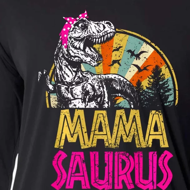 Mamasaurus T Rex Dinosaur Funny Mama Saurus Family Matching Long Sleeve Cooling Performance Long Sleeve Crew