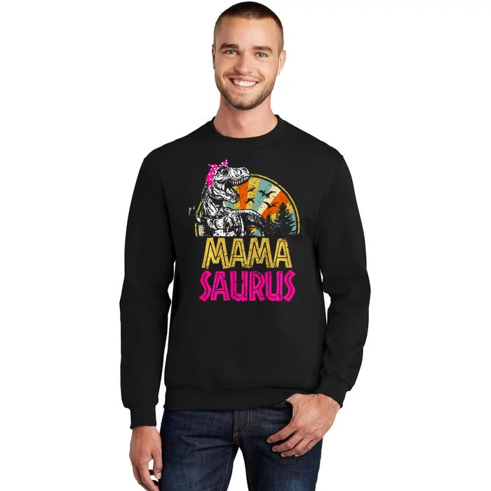 Mamasaurus T Rex Dinosaur Funny Mama Saurus Family Matching Long Sleeve Tall Sweatshirt