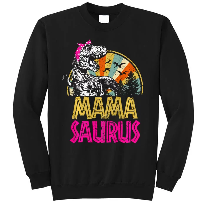 Mamasaurus T Rex Dinosaur Funny Mama Saurus Family Matching Long Sleeve Tall Sweatshirt