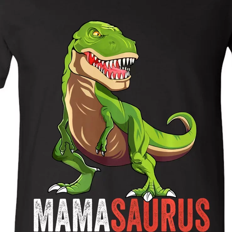 Mamasaurus T Rex Dinosaur Funny Mama Saurus Family Matching Long Sleeve V-Neck T-Shirt