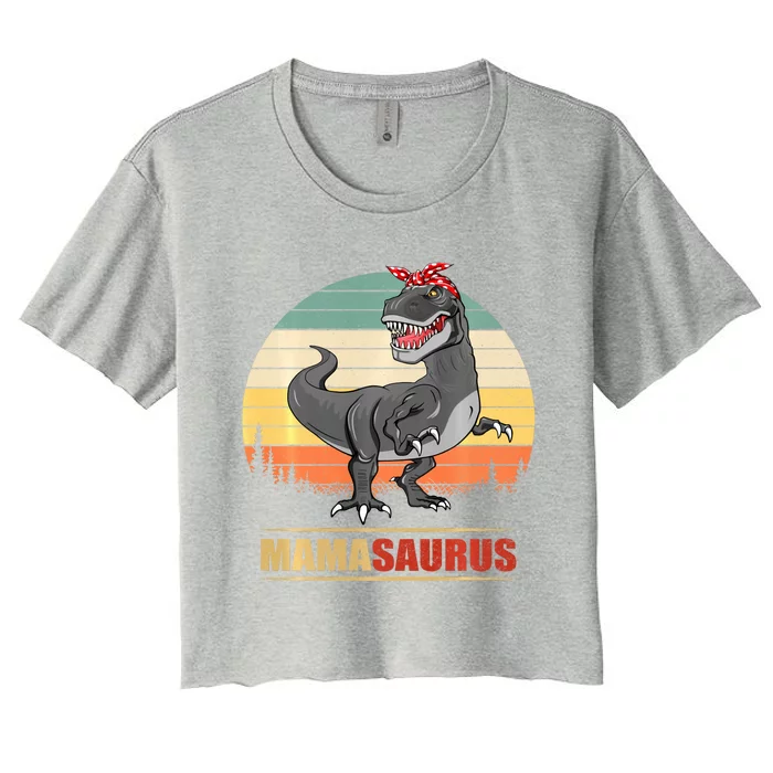 Mamasaurus T Rex Dinosaur Funny Mama Saurus Family Matching Sweat Women's Crop Top Tee