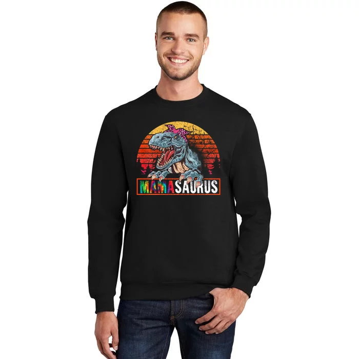 Mamasaurus T Rex Dinosaur Funny Mama Saurus Family Mother Long Sleeve Tall Sweatshirt