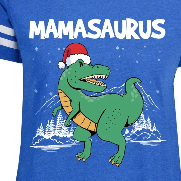 Mamasaurus T Rex Mama Dinosaur Christmas Pajamas Family Xmas Cute Gift Enza Ladies Jersey Football T-Shirt