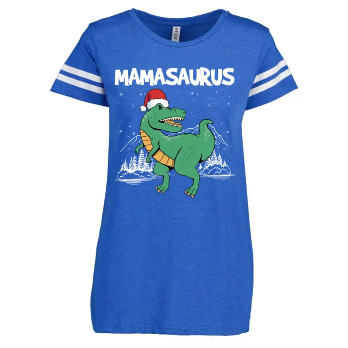 Mamasaurus T Rex Mama Dinosaur Christmas Pajamas Family Xmas Cute Gift Enza Ladies Jersey Football T-Shirt