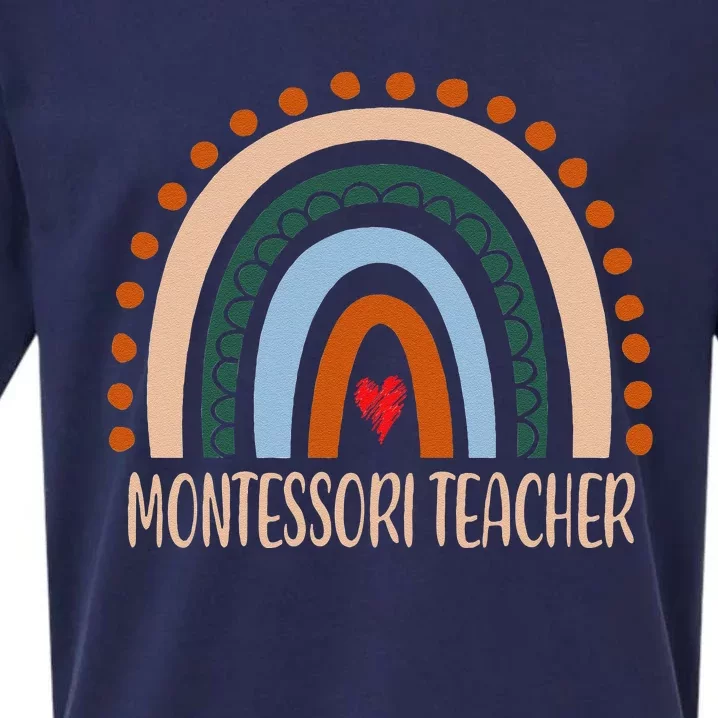 Montessori Teacher Rainbow Appreciation Day Back To School Sueded Cloud Jersey T-Shirt