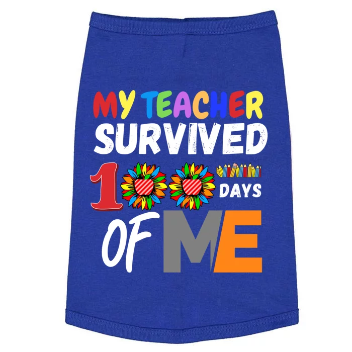 My Teacher Survived 100 Days Of Me Funny Students Gift Doggie Tank