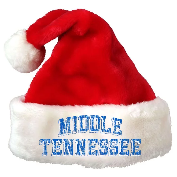 Middle Tennessee State Blue Raiders Retro Arch Logo Premium Christmas Santa Hat