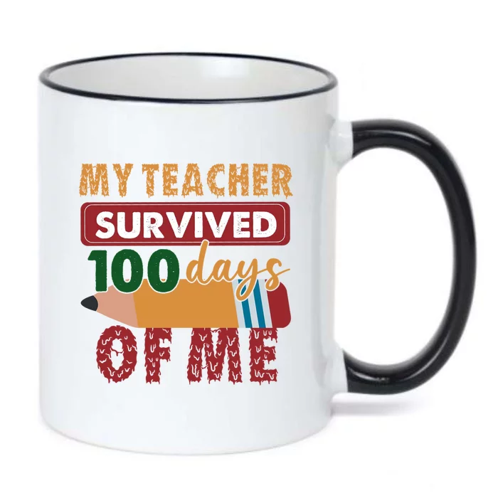 My Teacher Survived 100 Days Of Me Funny Student 100 Days Funny Gift Black Color Changing Mug