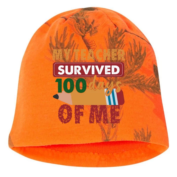 My Teacher Survived 100 Days Of Me Funny Student 100 Days Funny Gift Kati - Camo Knit Beanie