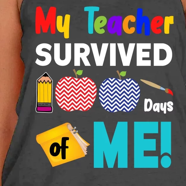 My Teacher Survived 100 Days Of Me Women's Knotted Racerback Tank