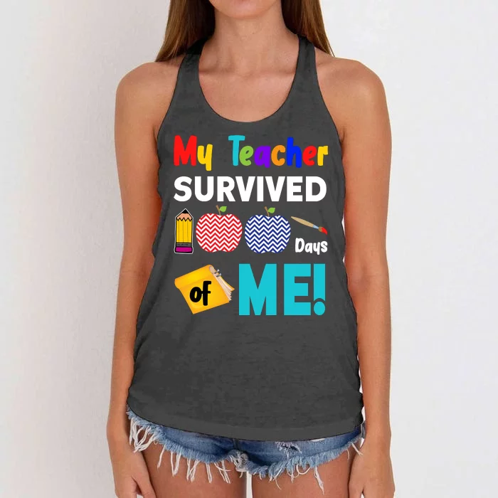 My Teacher Survived 100 Days Of Me Women's Knotted Racerback Tank