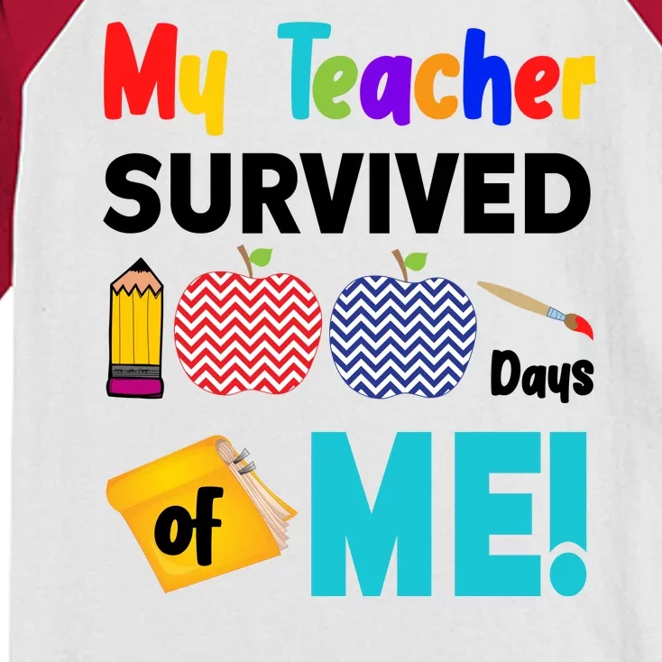 My Teacher Survived 100 Days Of Me Kids Colorblock Raglan Jersey