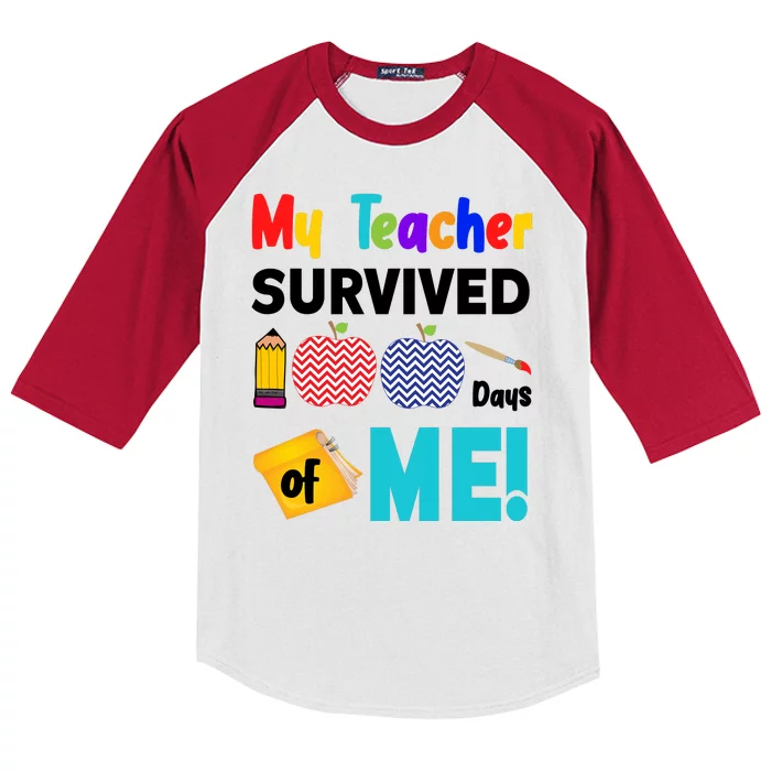 My Teacher Survived 100 Days Of Me Kids Colorblock Raglan Jersey