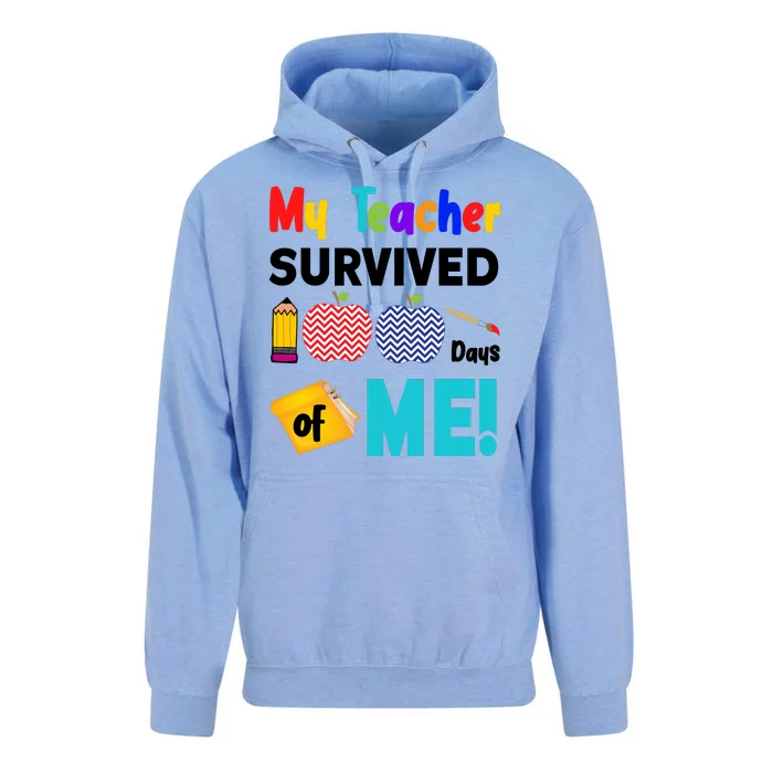 My Teacher Survived 100 Days Of Me Unisex Surf Hoodie