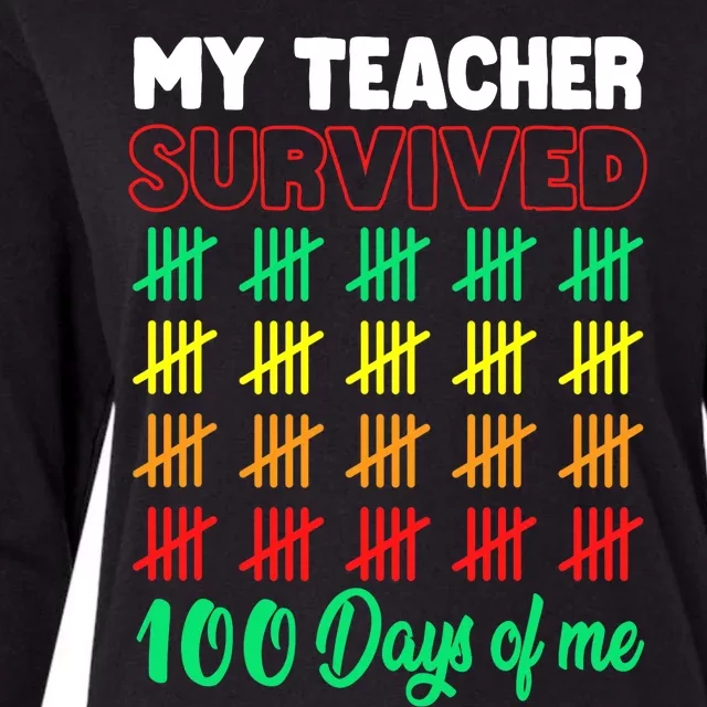 My Teacher Survived 100 Days of Me School Funny Costume Womens Cotton Relaxed Long Sleeve T-Shirt