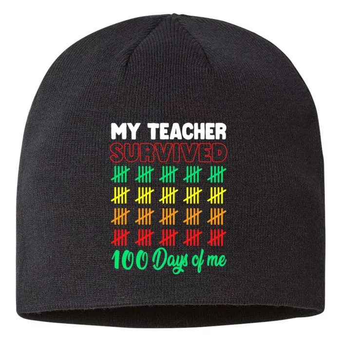 My Teacher Survived 100 Days of Me School Funny Costume 8 1/2in Sustainable Knit Beanie