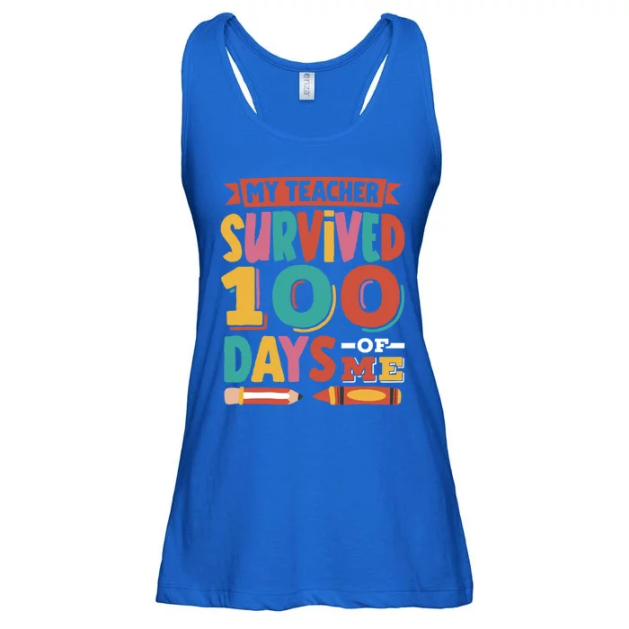 My Teacher Survived 100 Days Of Me 100 Days Of School Funny Gift Ladies Essential Flowy Tank