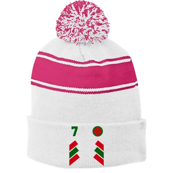 Morocco Team Sport Number 7 Stripe Pom Pom Beanie