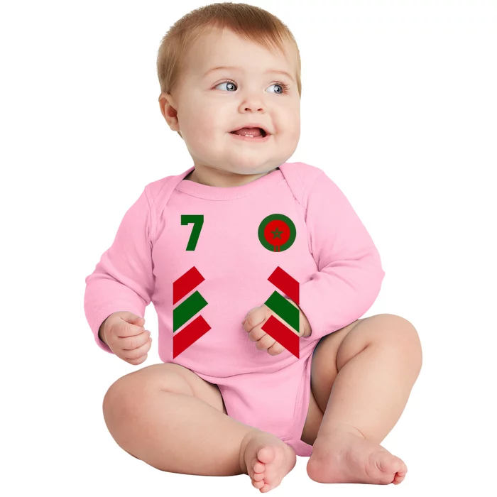 Morocco Team Sport Number 7 Baby Long Sleeve Bodysuit