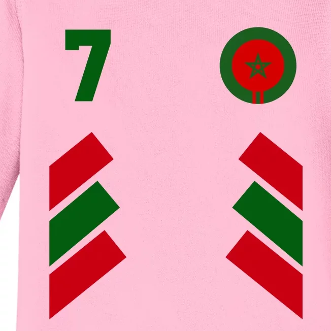 Morocco Team Sport Number 7 Baby Long Sleeve Bodysuit