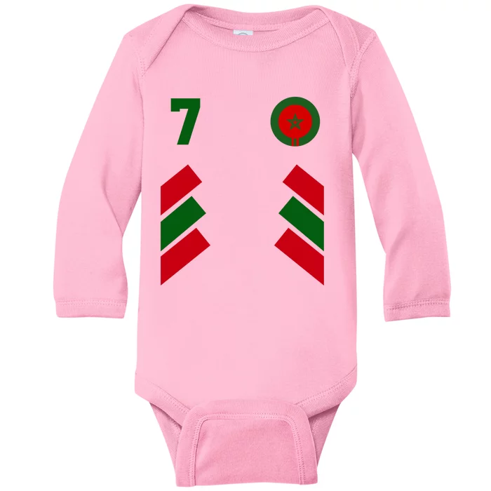 Morocco Team Sport Number 7 Baby Long Sleeve Bodysuit