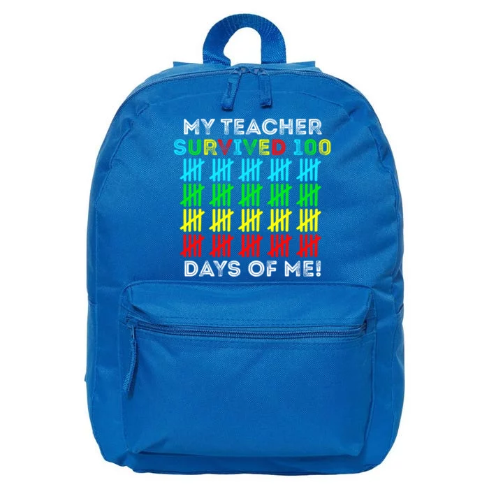 My Teacher Survived 100 Days Of Me 100 Days Of School Gift 16 in Basic Backpack