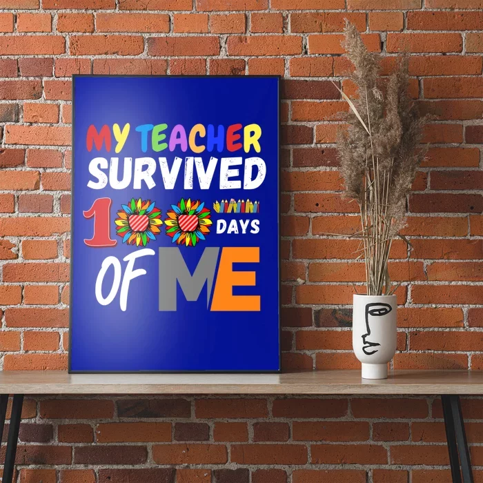 My Teacher Survived 100 Days Of Me Funny Students Gift Poster