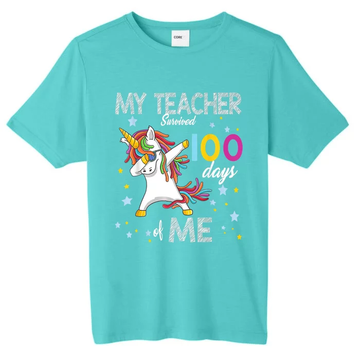 My Teacher Survived 100 Days Of Me 100th Day School Unicorn Cool Gift ChromaSoft Performance T-Shirt