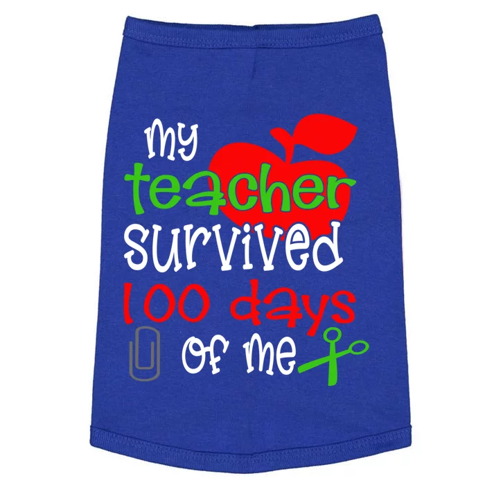 My Teacher Survived 100 Days Of Me Gift Doggie Tank